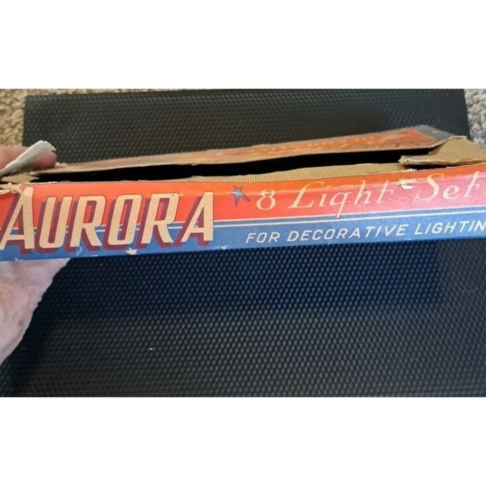 Vtg Aurora Christmas Lights 8 Multicolor Light Set. Tested And Working